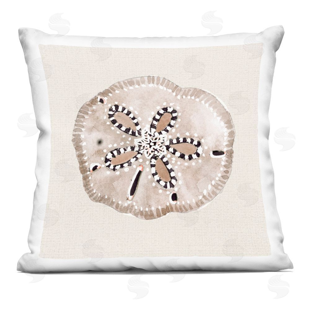 Lanie Loreth Beige Sand Dollar Details Printed Throw Pillow