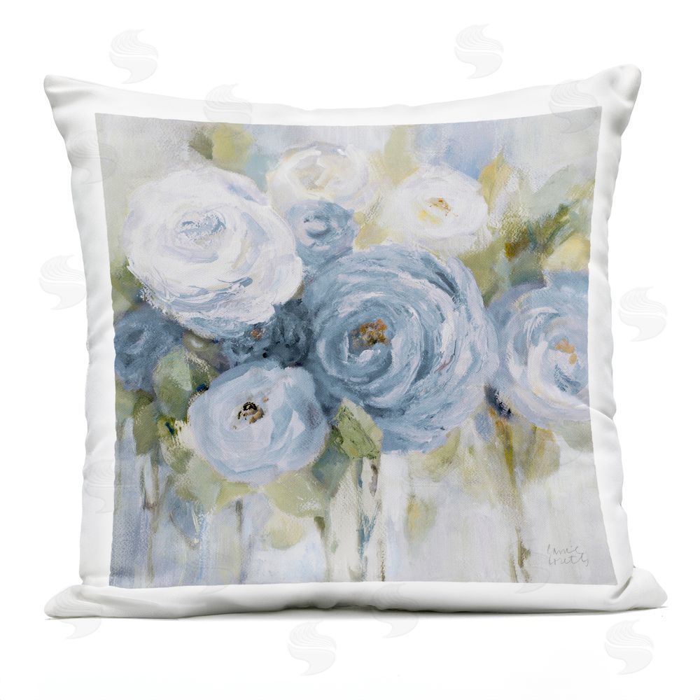 Lanie Loreth Softly Blooming in Blue Outdoor Printed Throw Pillow