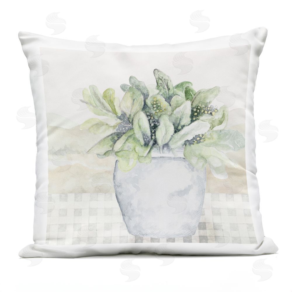 Janice Gaynor Subdued Garden Plant Outdoor Printed Throw Pillow