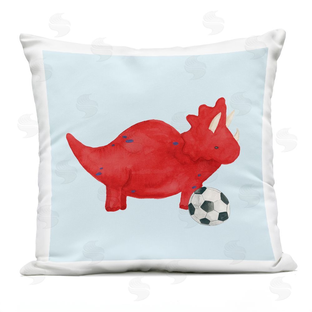 Lucille Price Baby Dino with Ball Outdoor Printed Throw Pillow