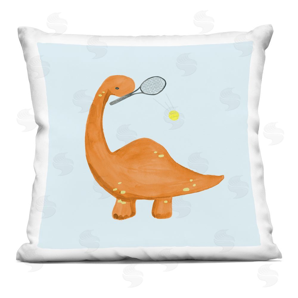 Lucille Price Baby Dino Playing Tennis Printed Throw Pillow