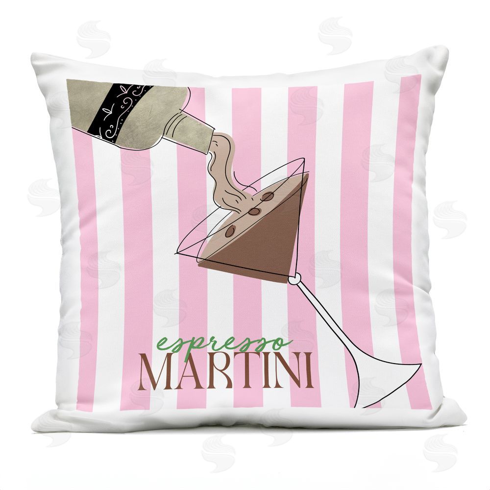 Deidre Mosher Espresso Martini Pink Stripes Outdoor Printed Throw Pillow