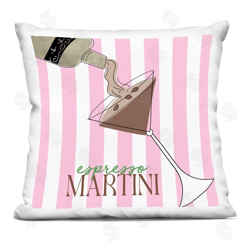 Deidre Mosher Espresso Martini Pink Stripes Printed Throw Pillow
