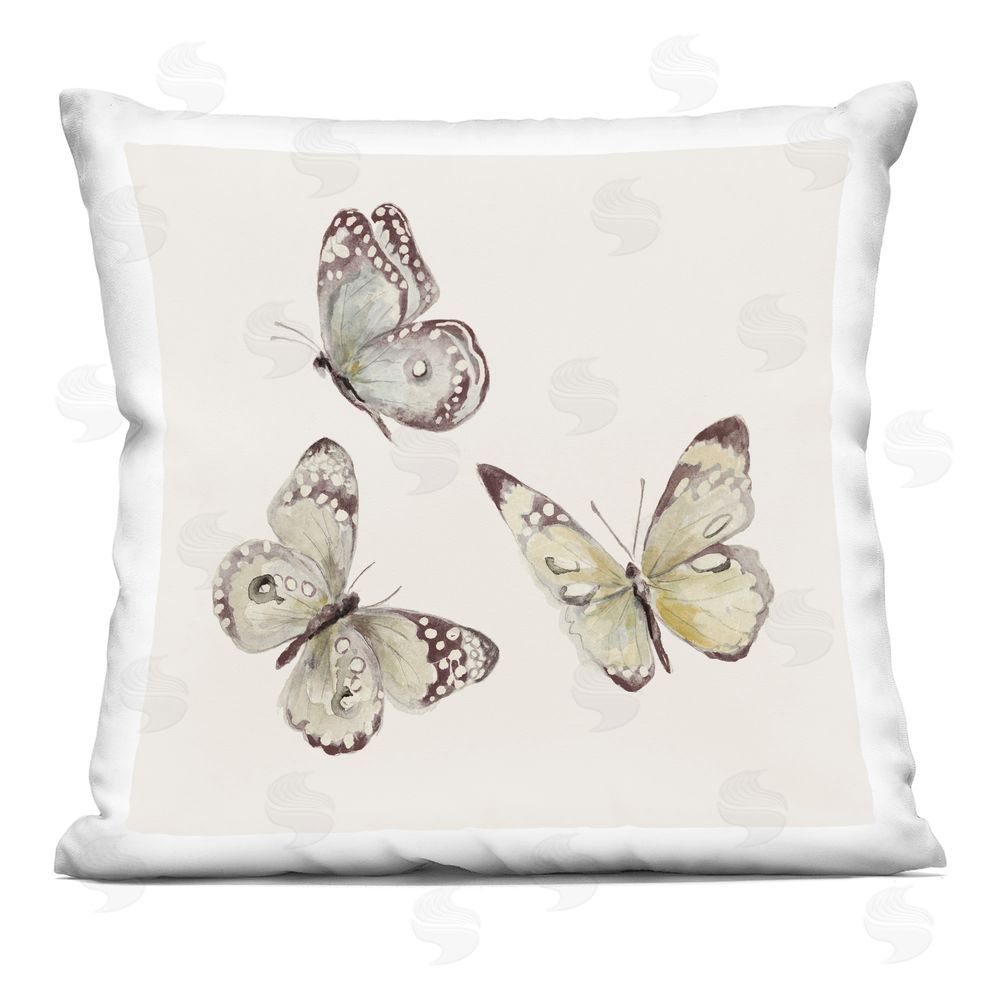 Patricia Pinto Neutral Isolated Butterflies Printed Throw Pillow