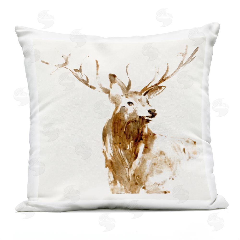 Lorenzo Collective Deer Portrait Head Shot Outdoor Printed Throw Pillow