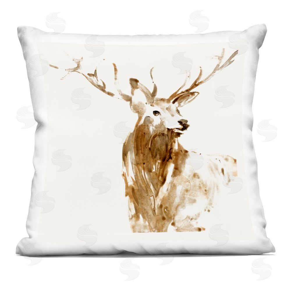 Lorenzo Collective Deer Portrait Head Shot Printed Throw Pillow