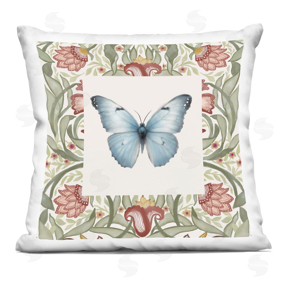 Elizabeth Medley Vintage Butterfly Florals Printed Throw Pillow