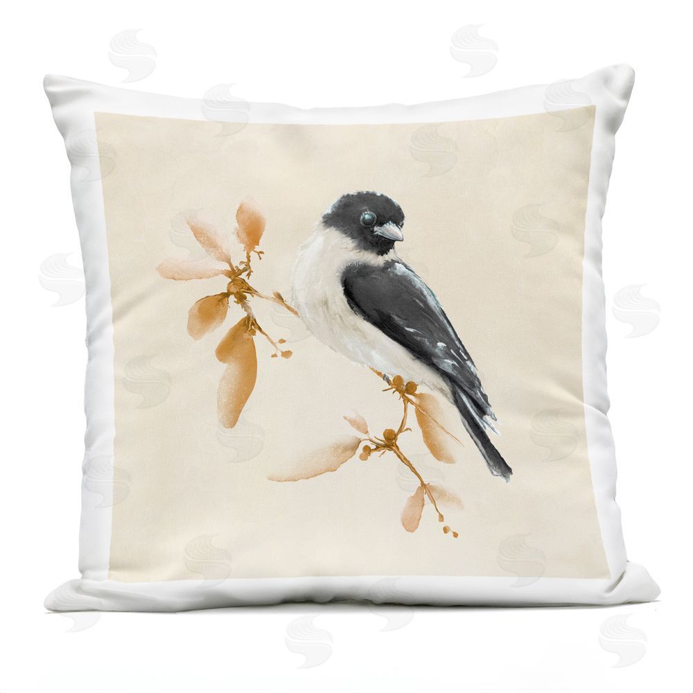 Diannart Subtle Watercolor Chickadee Outdoor Printed Throw Pillow