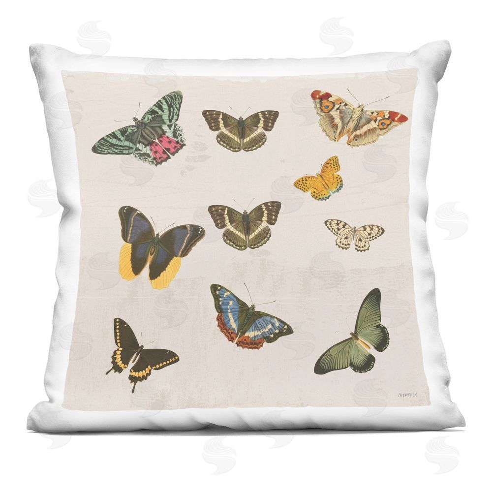 Dan Meneely Vintage Butterflies in Multiples Printed Throw Pillow