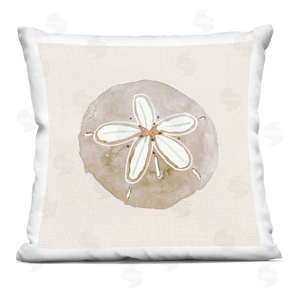 Lanie Loreth Beige & White Sand Dollar Printed Throw Pillow