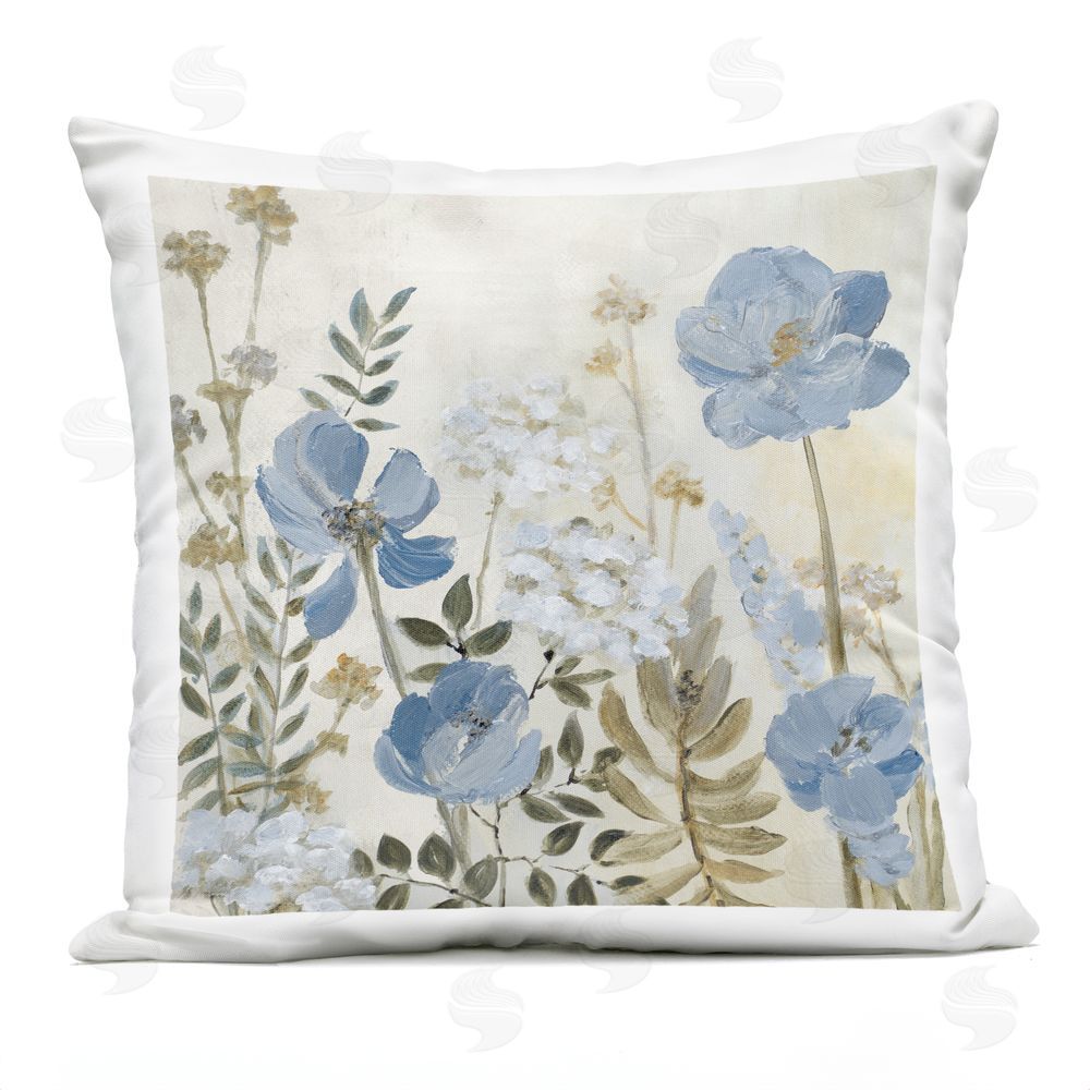 Lanie Loreth Blue Floral Meadow Outdoor Printed Throw Pillow