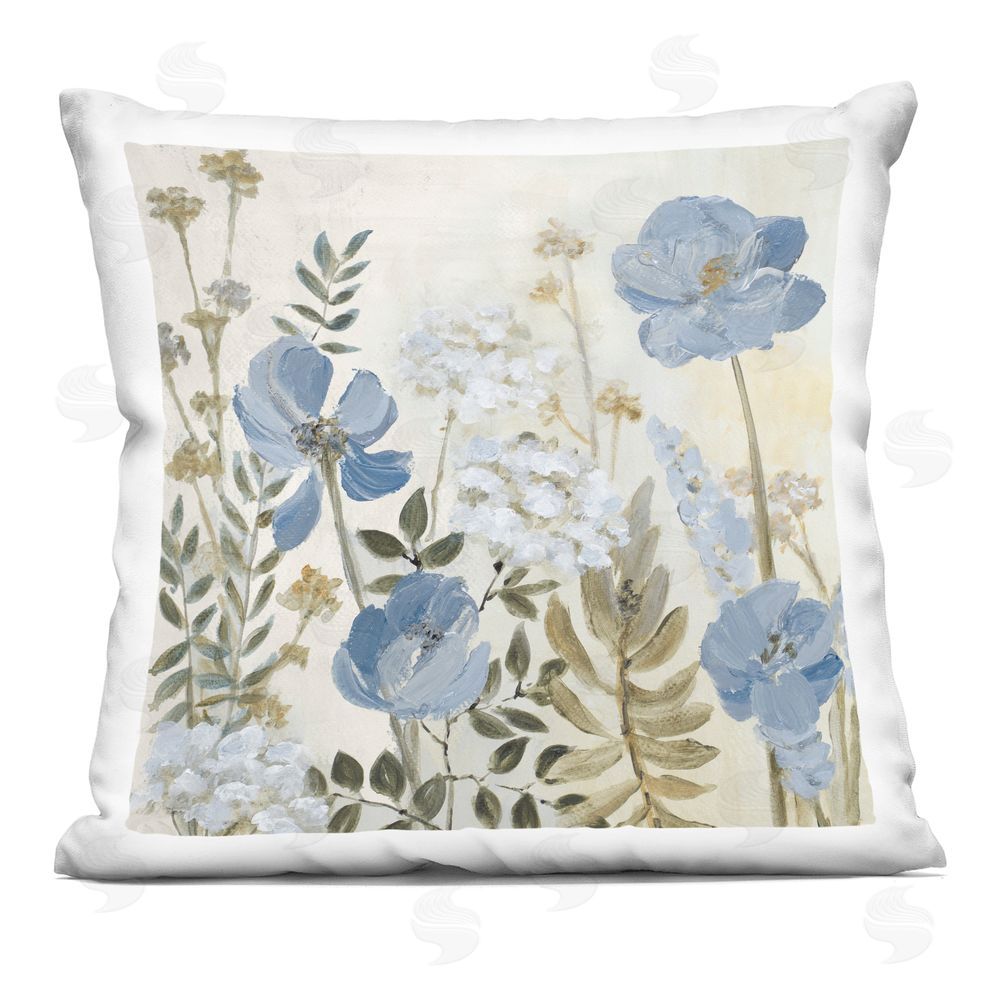 Lanie Loreth Blue Floral Meadow Printed Throw Pillow