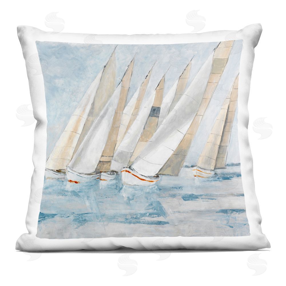 Lorenzo Collective Sailboat Regatta Coastal Scene Printed Throw Pillow