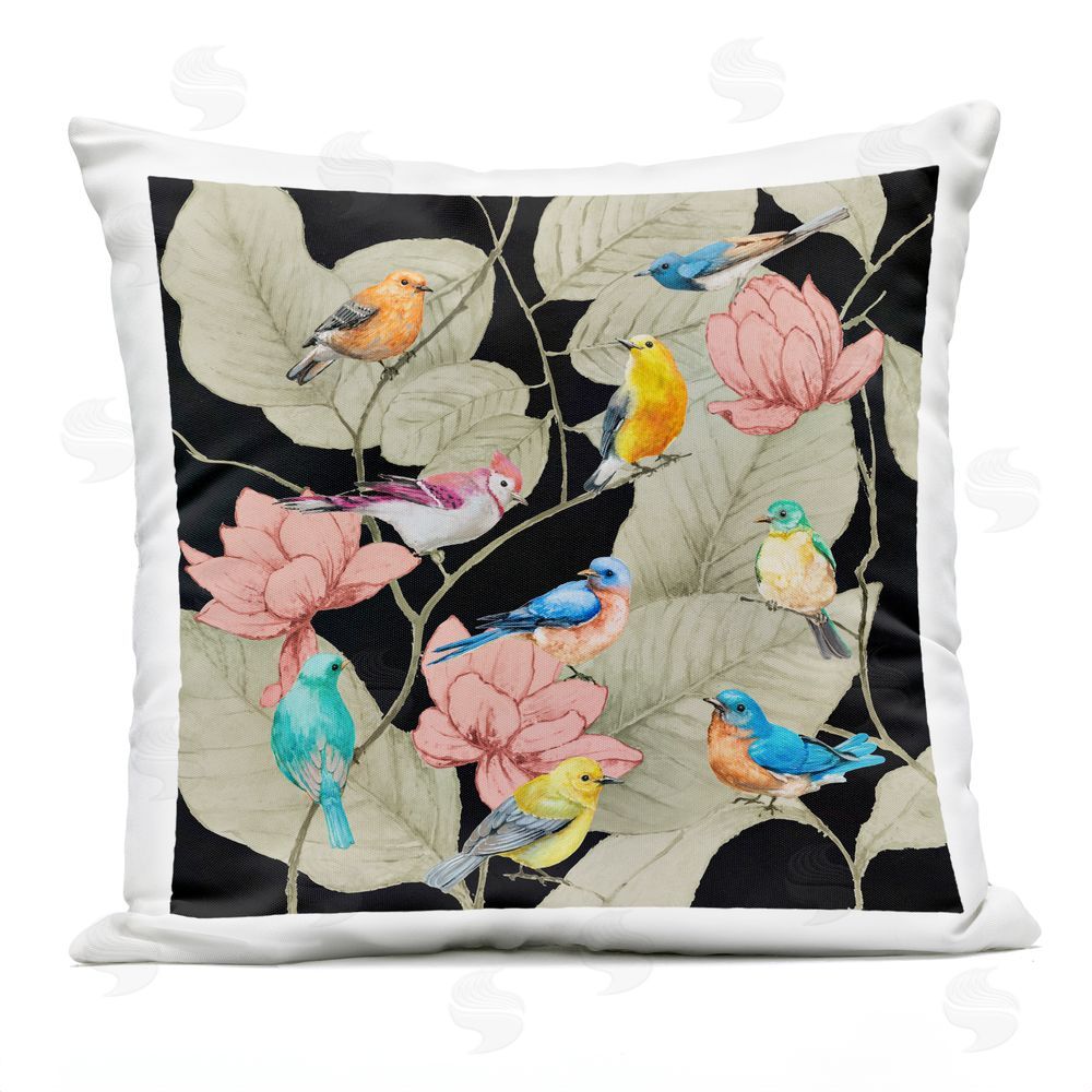 Lorenzo Collective Tropical Array of Birds Outdoor Printed Throw Pillow