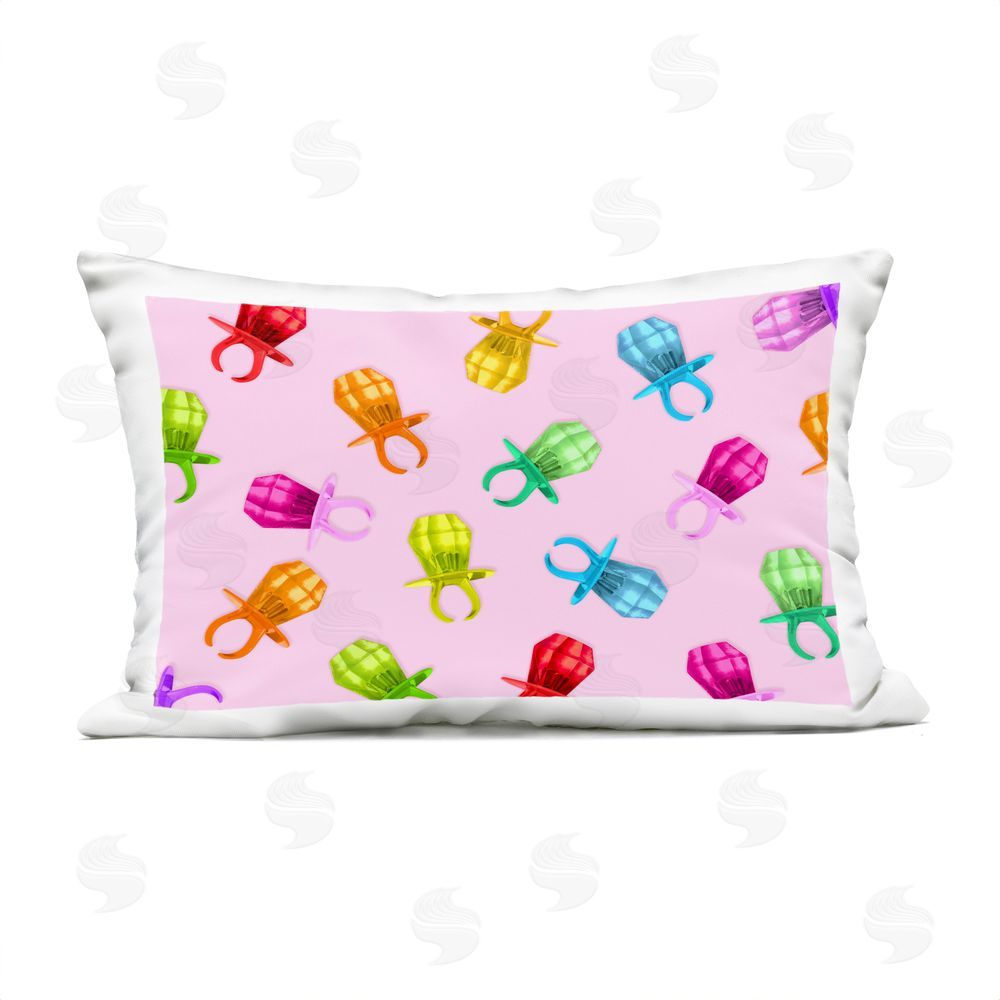 LISH Creative Candy Gem Ring Party Pattern Outdoor Printed Lumbar Throw Pillow