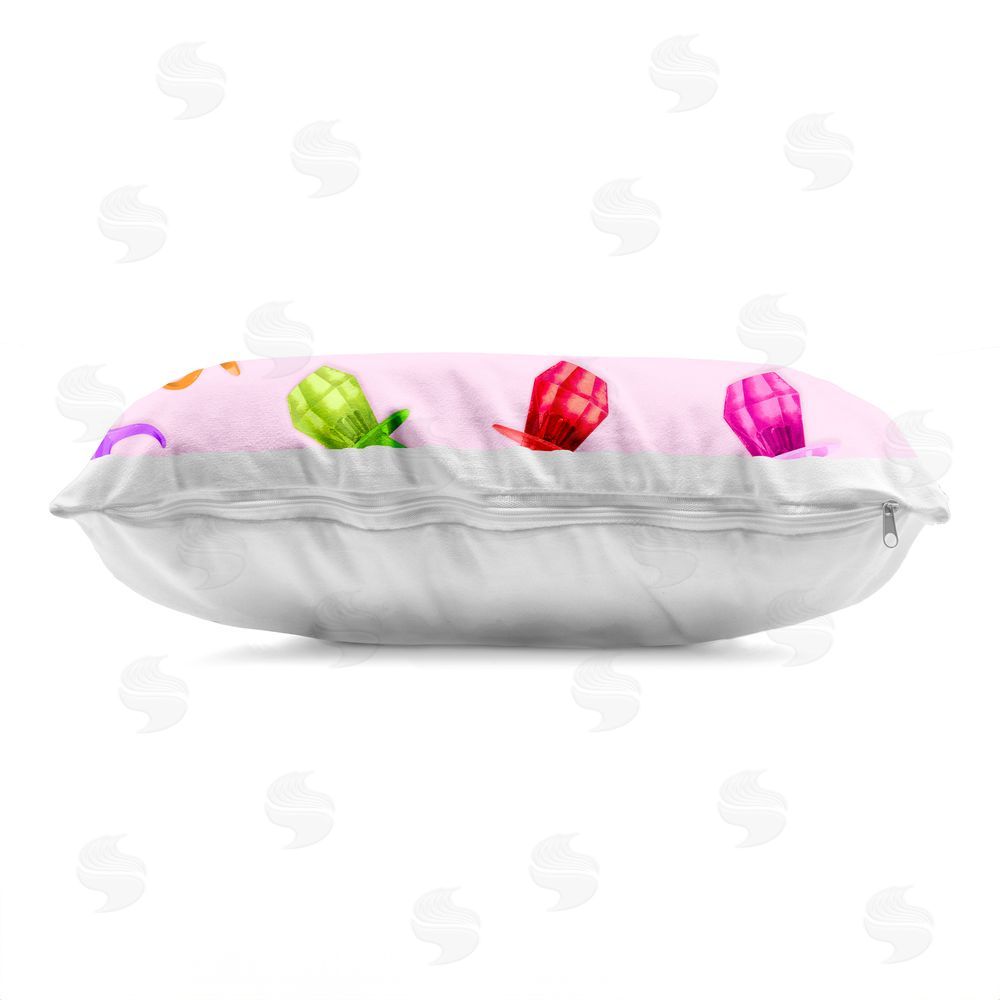 LISH Creative Candy Gem Ring Party Pattern Printed Lumbar Throw Pillow Side View with Zipper Detail