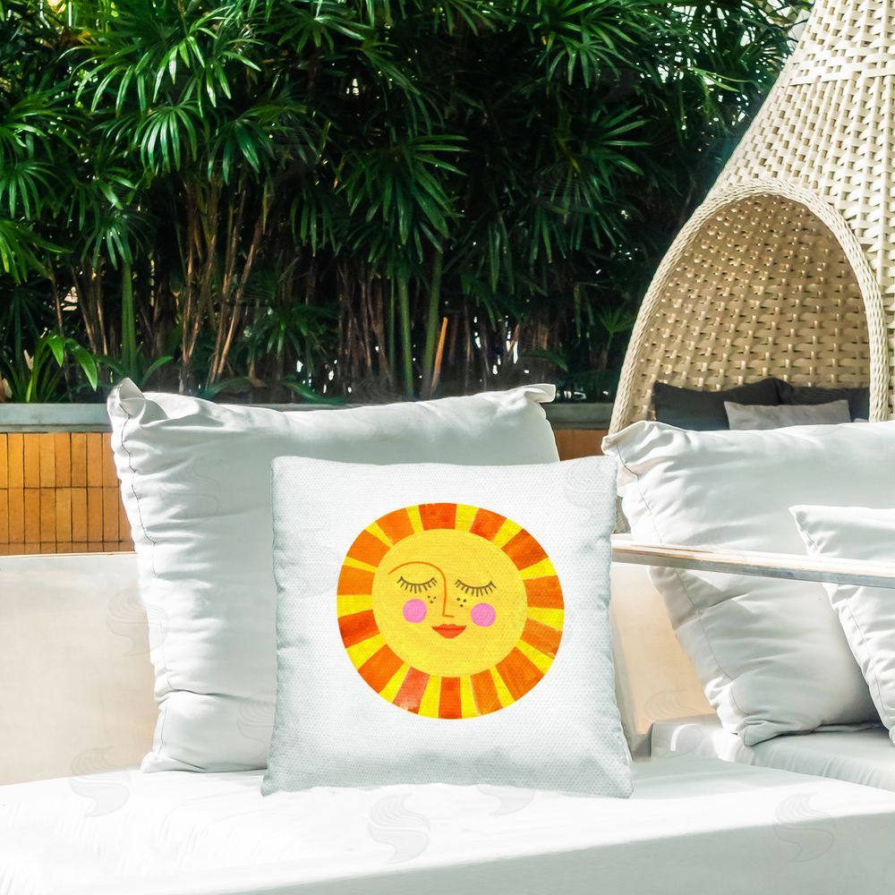 Katherine Herrell Studio Simple Warm Sunshine Outdoor Square Printed Throw Pillow on Seat