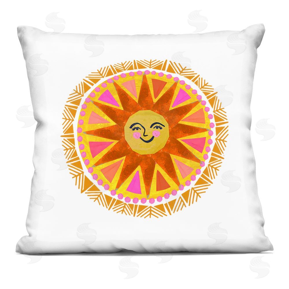 Katherine Herrell Studio Boho Smiling Sun Rays Square Printed Throw Pillow
