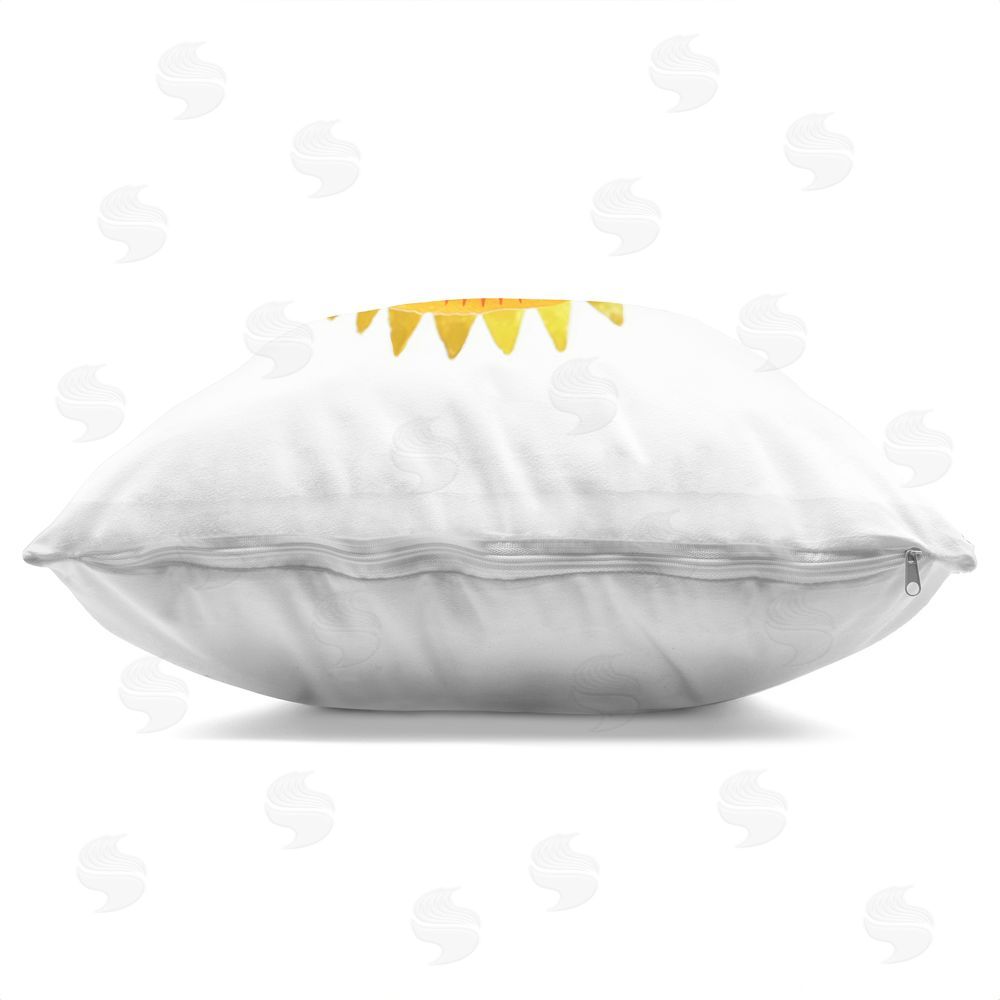 Katherine Herrell Studio Eccentric Bohemian Sun Square Printed Throw Pillow Side View with Zipper Detail