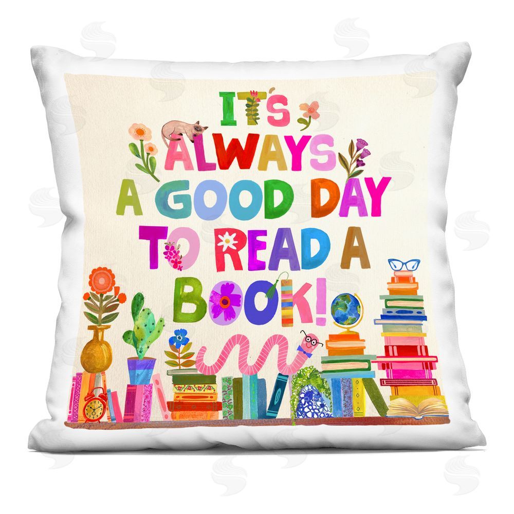 Katherine Herrell Studio Good Day To Read A Book Square Printed Throw Pillow