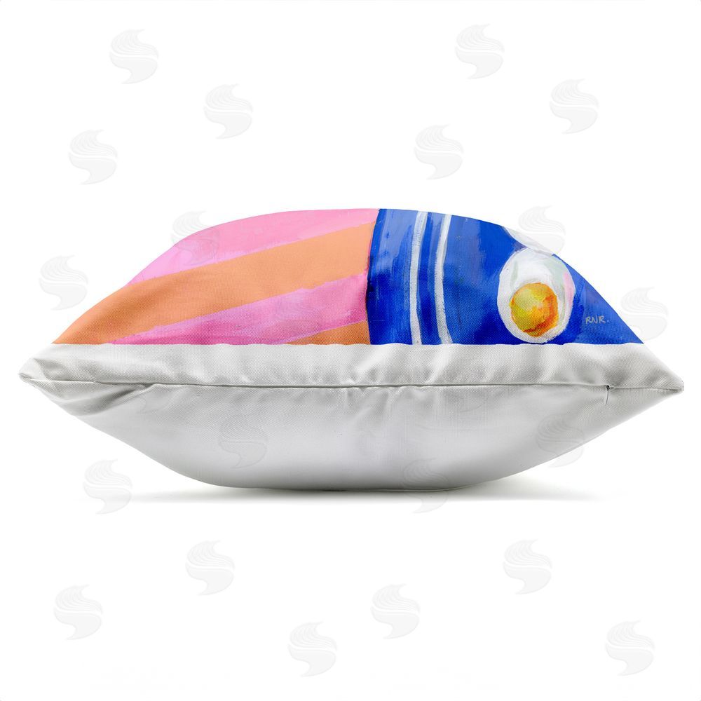 Rachael Reese Summer Snacks Picnic Blanket Outdoor Square Printed Throw Pillow Side View with Zipper Detail