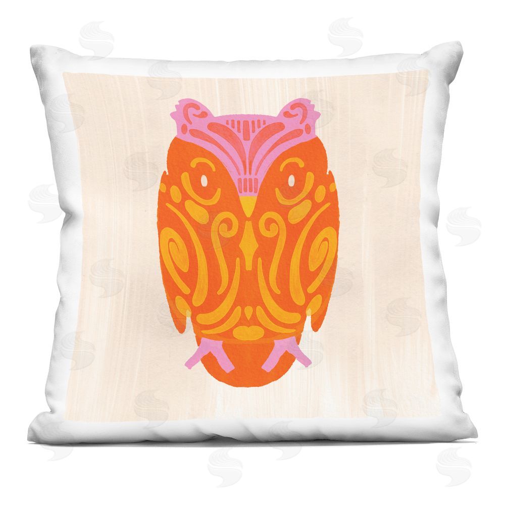 The Paper Curator Vibrant Folk Owl Motif Square Printed Throw Pillow