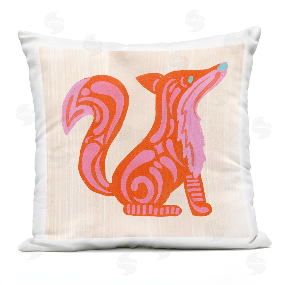The Paper Curator Whimsical Folk Fox Vibrance Outdoor Square Printed Throw Pillow
