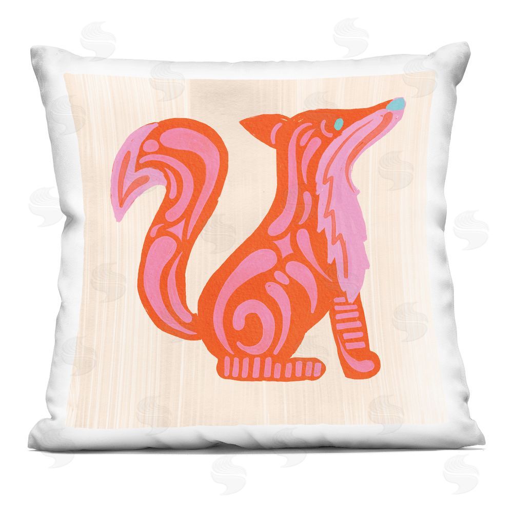 The Paper Curator Whimsical Folk Fox Vibrance Square Printed Throw Pillow