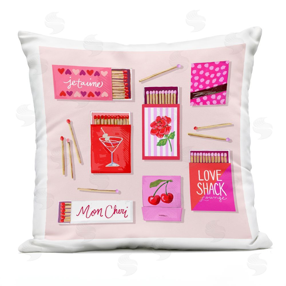 Rachael Reese Je T'aime Matchbox Set Outdoor Square Printed Throw Pillow