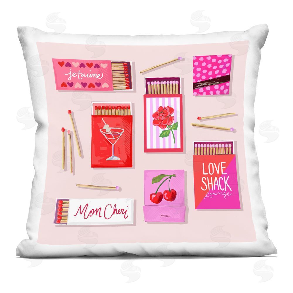 Rachael Reese Je T'aime Matchbox Set Square Printed Throw Pillow