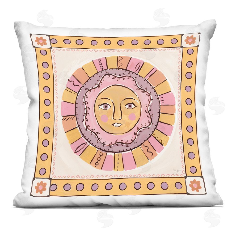 Two If By Sea Studios Pastel Sun Face with Border Square Printed Throw Pillow