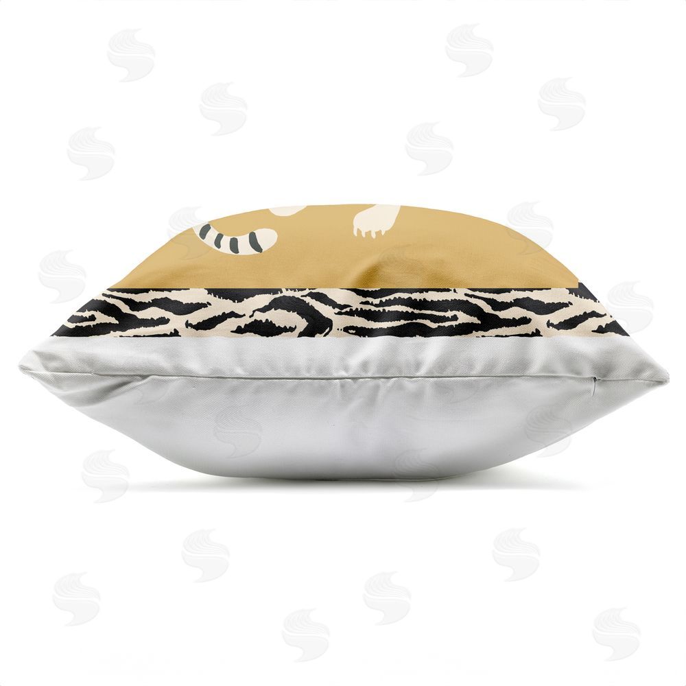 Karolina Sato Boho Twin Tiger Stripes Outdoor Square Printed Throw Pillow Side View with Zipper Detail