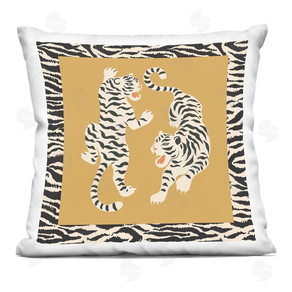 Karolina Sato Boho Twin Tiger Stripes Square Printed Throw Pillow