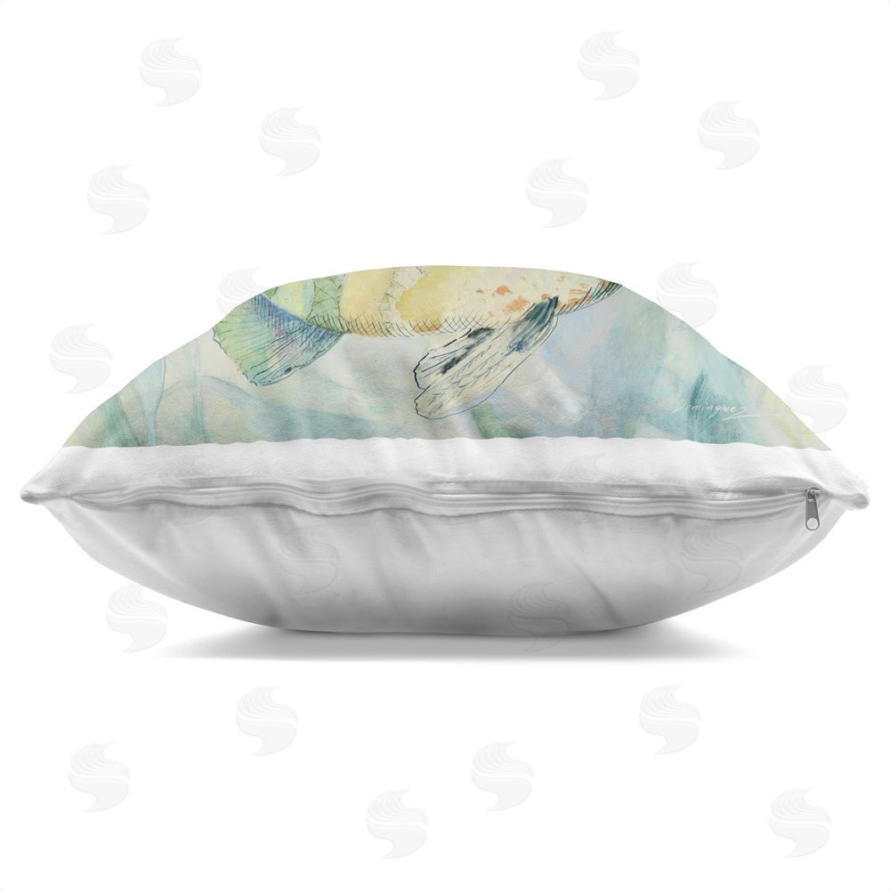 Lorenzo Collective Sweet Fish Duo Watercolor Square Printed Throw Pillow Side View with Zipper Detail