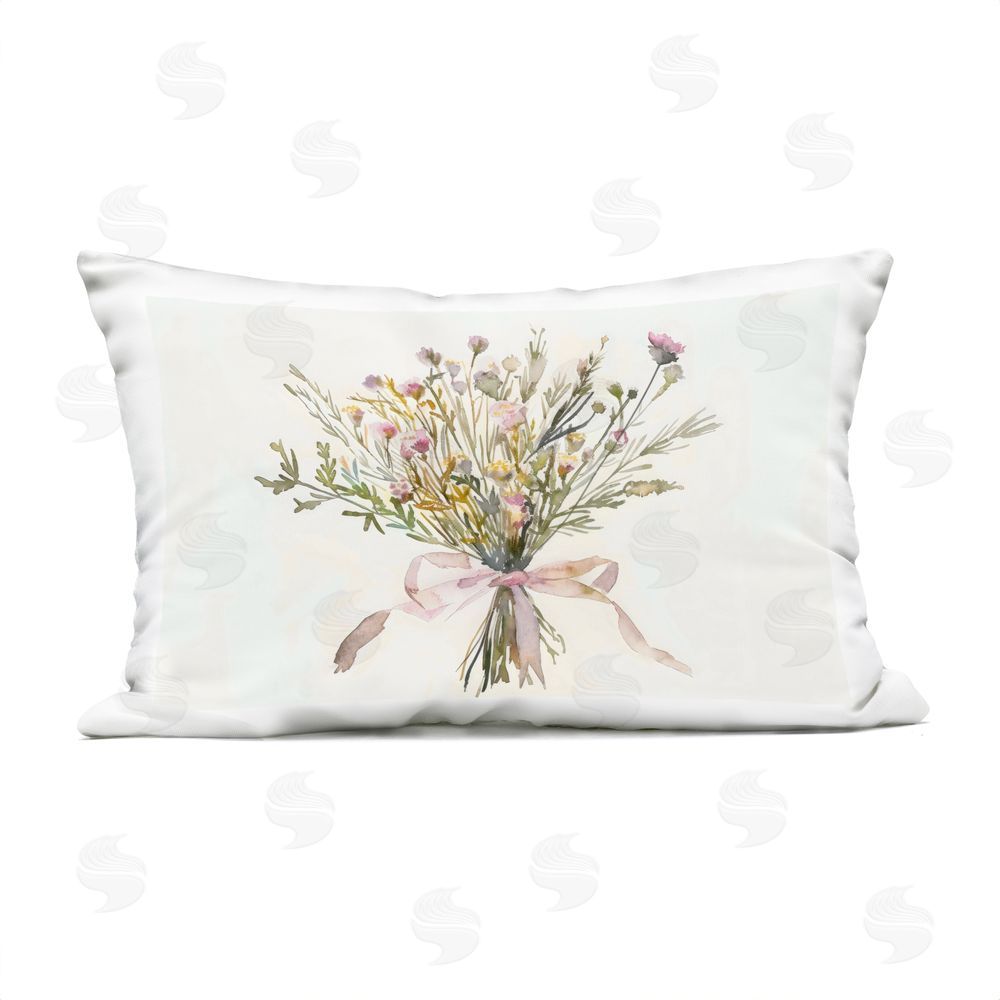Creative Studio Bouquet of Wildflowers with Bow Outdoor Printed Lumbar Throw Pillow