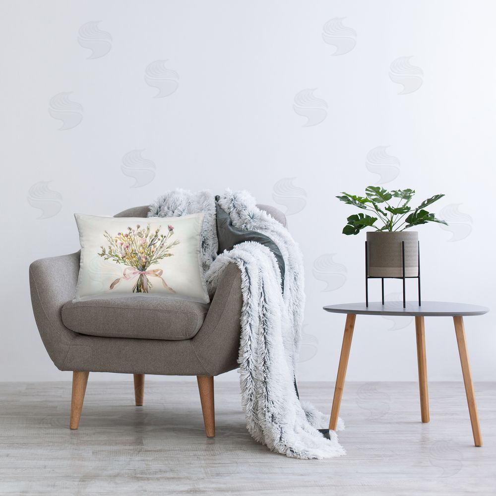 Creative Studio Bouquet of Wildflowers with Bow Printed Lumbar Throw Pillow on Seat