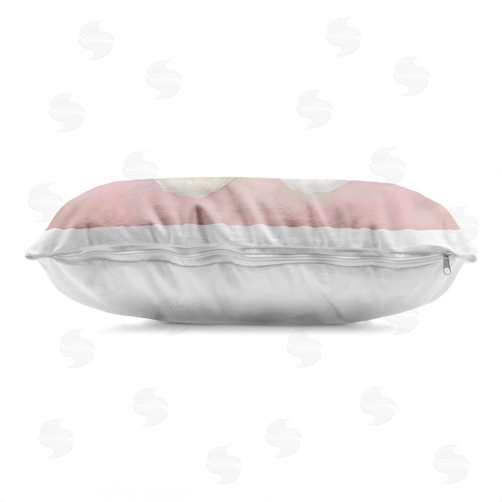 Arlington Prints Gossamer Butterfly on Blush Background Printed Lumbar Throw Pillow Side View with Zipper Detail