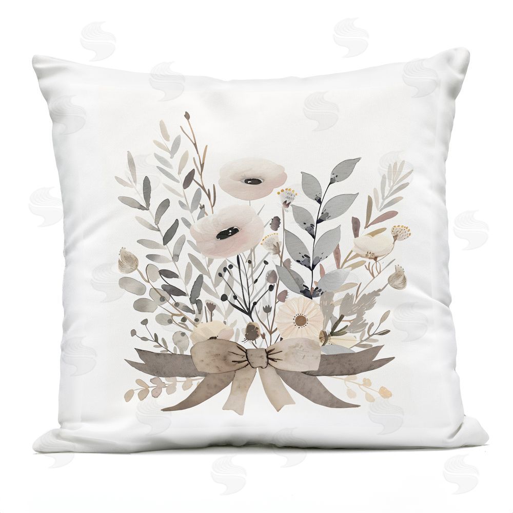 Creative Studio Neutral Floral Bouquet Beige Outdoor Square Printed Throw Pillow