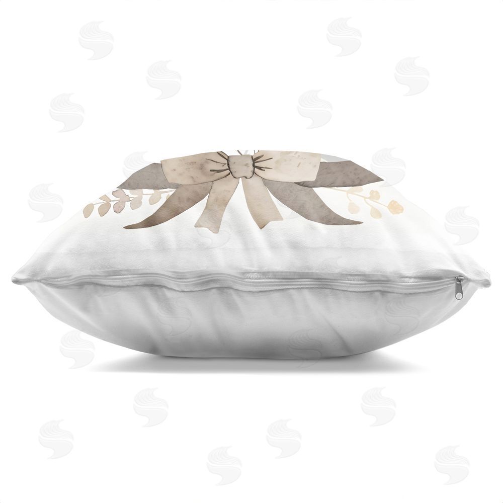 Creative Studio Neutral Floral Bouquet Beige Square Printed Throw Pillow Side View with Zipper Detail