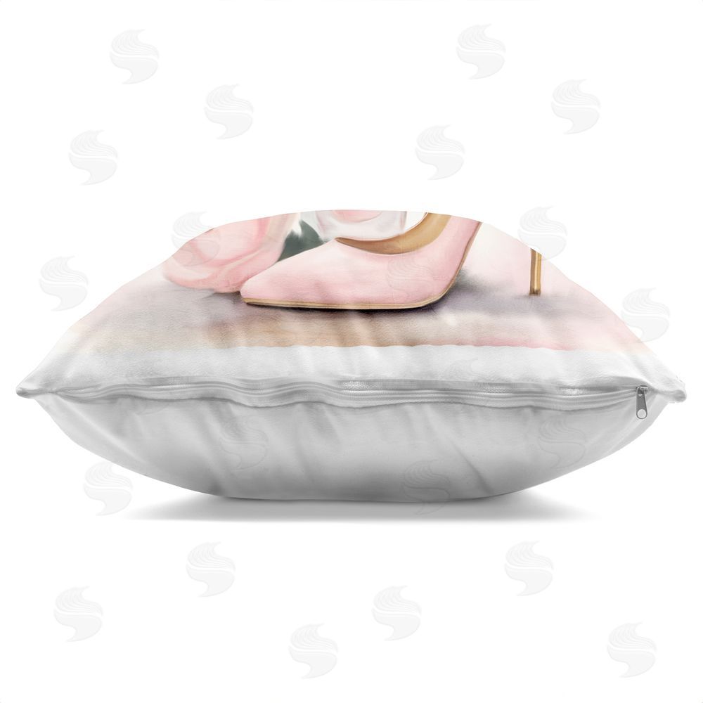 Kim Allen Pink Beauty Bouquet Indoor Plush Polyester Square Throw Pillow Zipper Detail