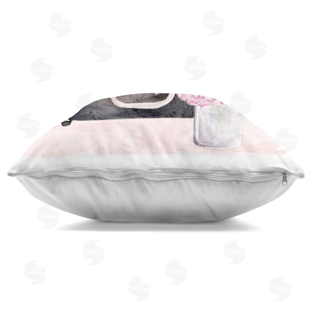 Kim Allen Glam Time Stacked Bags Indoor Plush Polyester Square Throw Pillow Zipper Detail