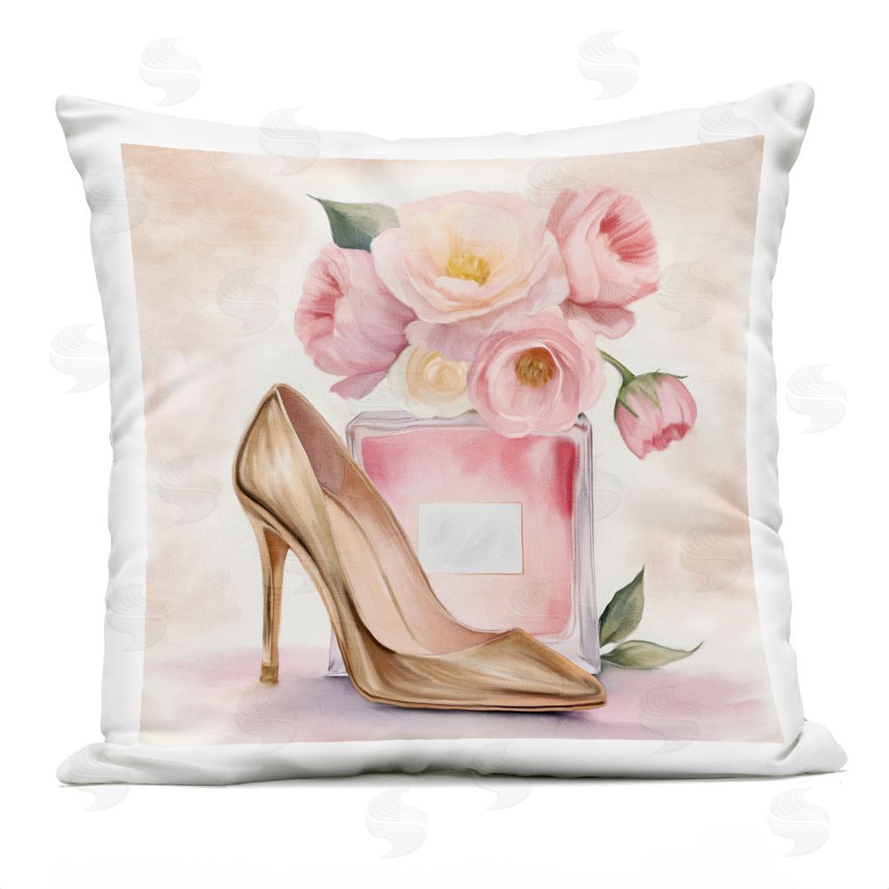 Kim Allen Pink Beauty Heel & Flowers Outdoor Quick-Dry Polyester Square Throw Pillow