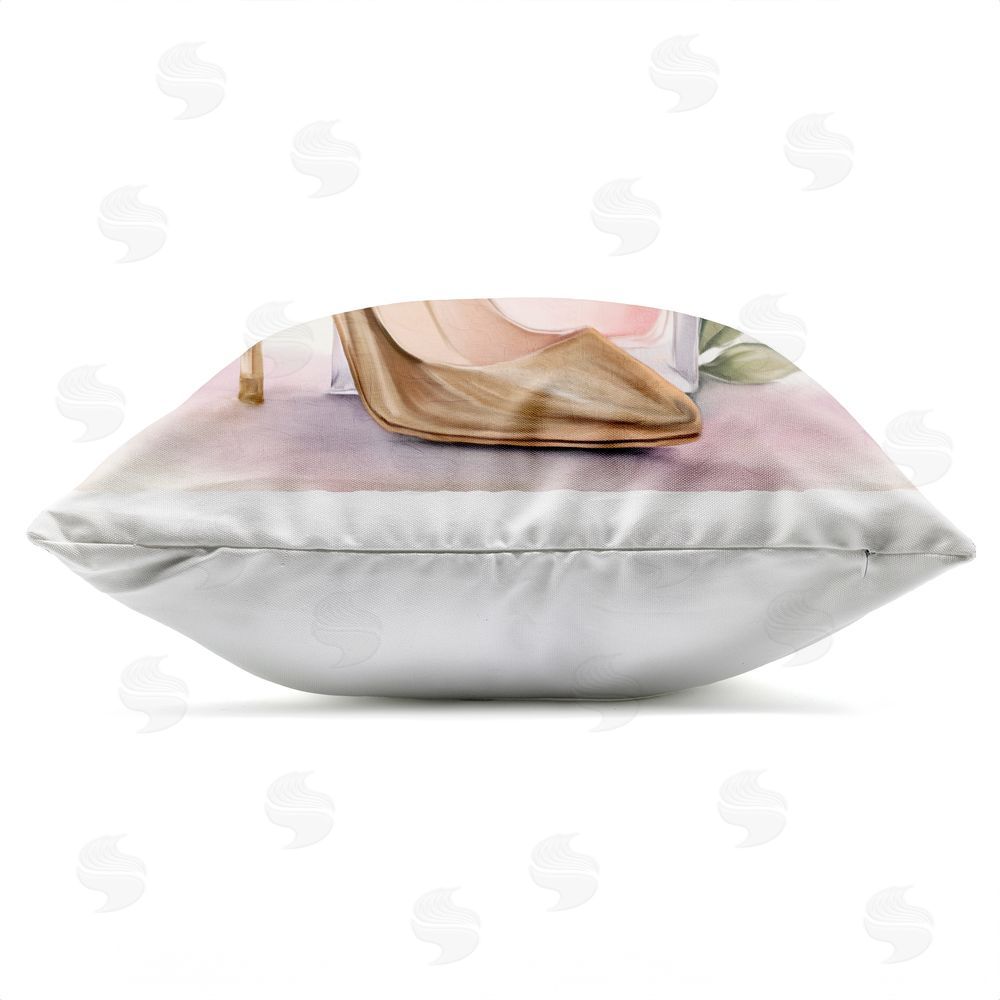 Kim Allen Pink Beauty Heel & Flowers Outdoor Quick-Dry Polyester Square Throw Pillow Zipper Detail