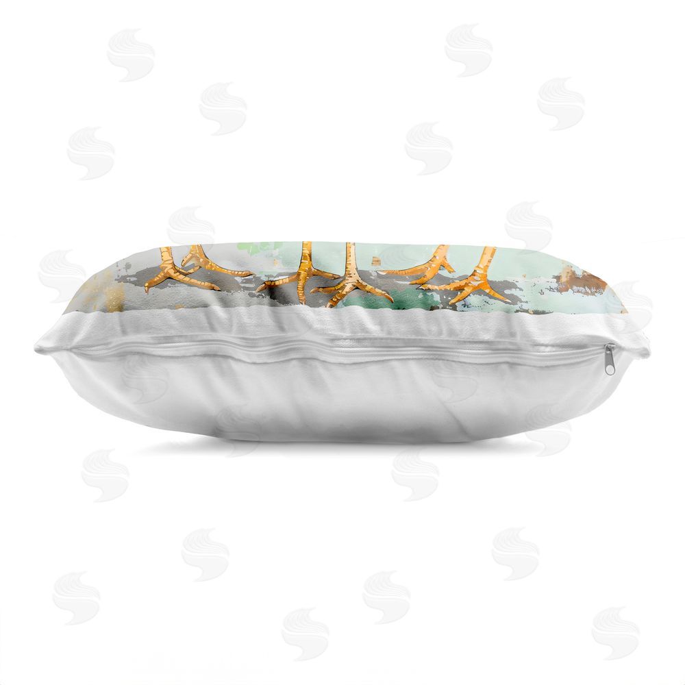 Creative Studio Abstract Chickens Trio Printed Lumbar Throw Pillow Side View with Zipper Detail