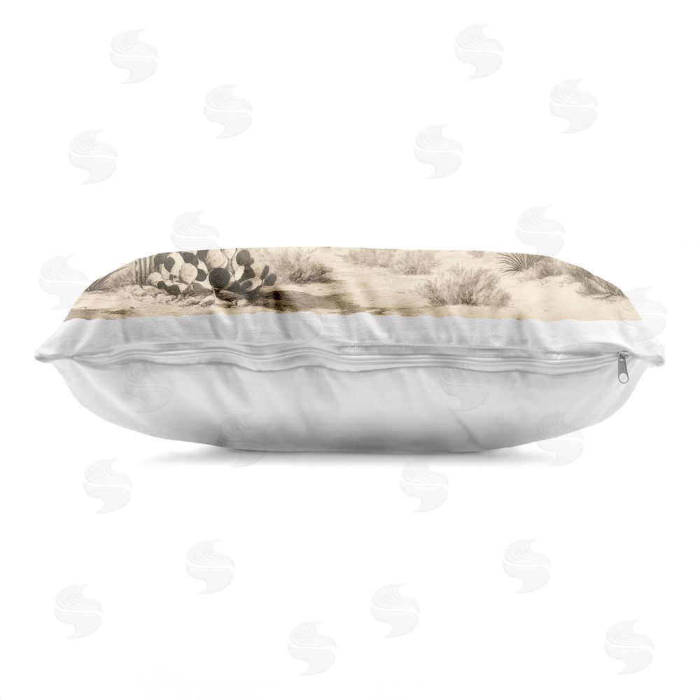 Petal Prints Design Arizona Desert Vista Printed Lumbar Throw Pillow Side View with Zipper Detail