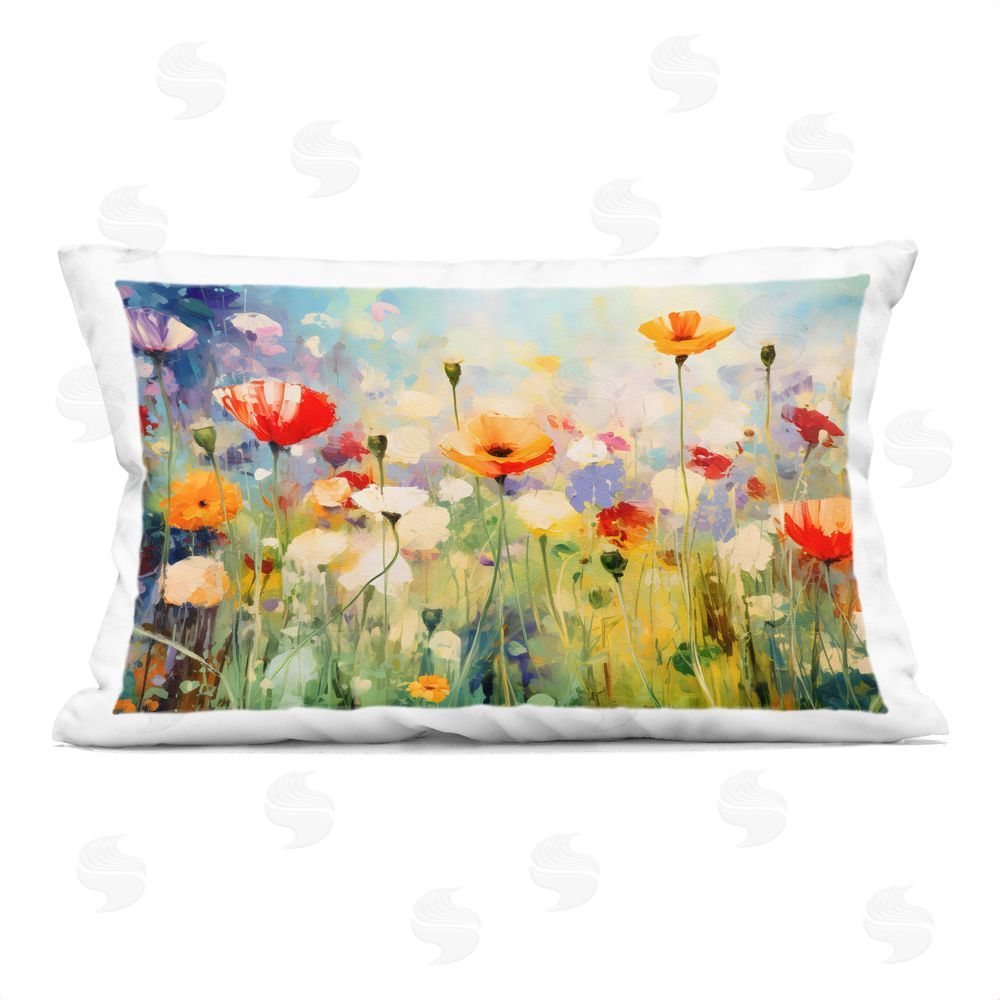 Creative Studio Sunlit Meadow of Colorful Blooms Printed Lumbar Throw Pillow