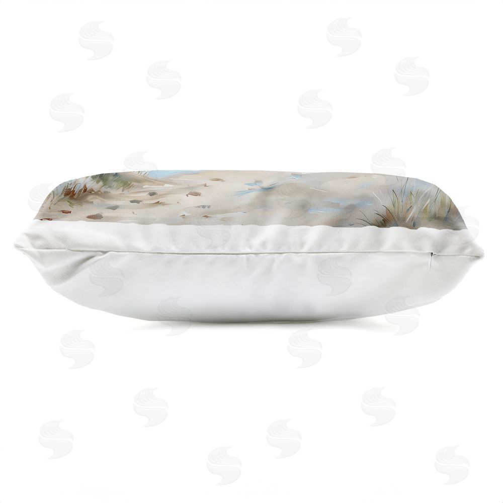 Creative Studio Coastal Tranquility Horizon Outdoor Printed Lumbar Throw Pillow Side View with Zipper Detail