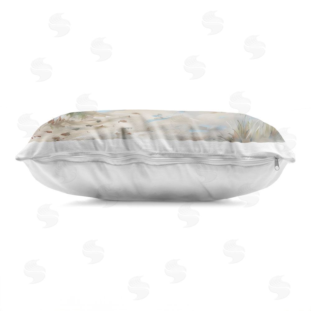 Creative Studio Coastal Tranquility Horizon Printed Lumbar Throw Pillow Side View with Zipper Detail