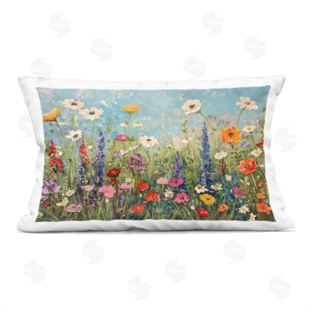 Creative Studio Wildflower Field of Spring Blooms Printed Lumbar Throw Pillow