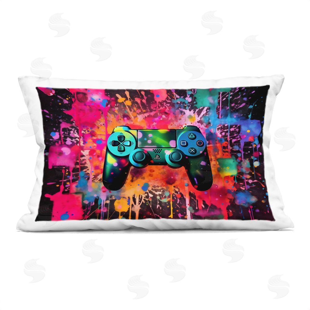 Creative Studio Vibrant Gamepad Burst Printed Lumbar Throw Pillow